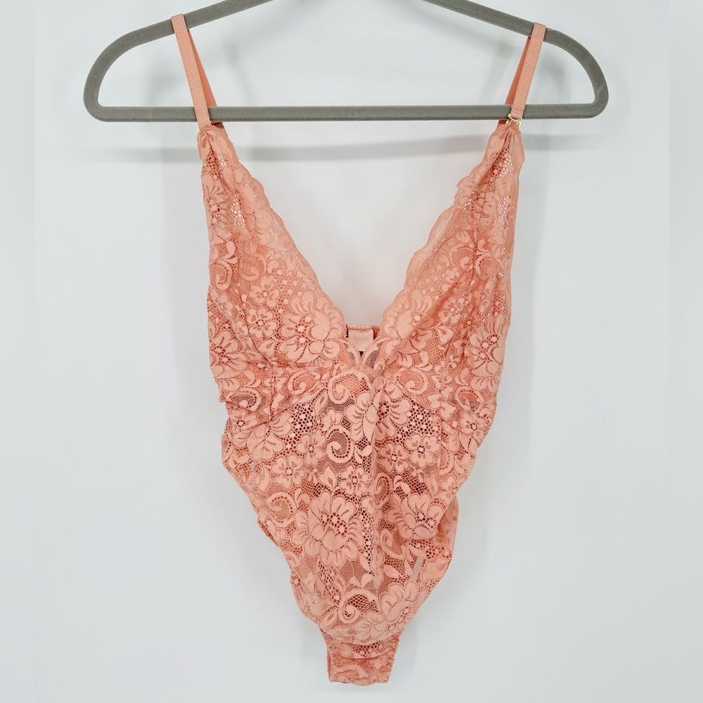 NWT We Are Hah X Free People Lace Pink Bodysuit Medium